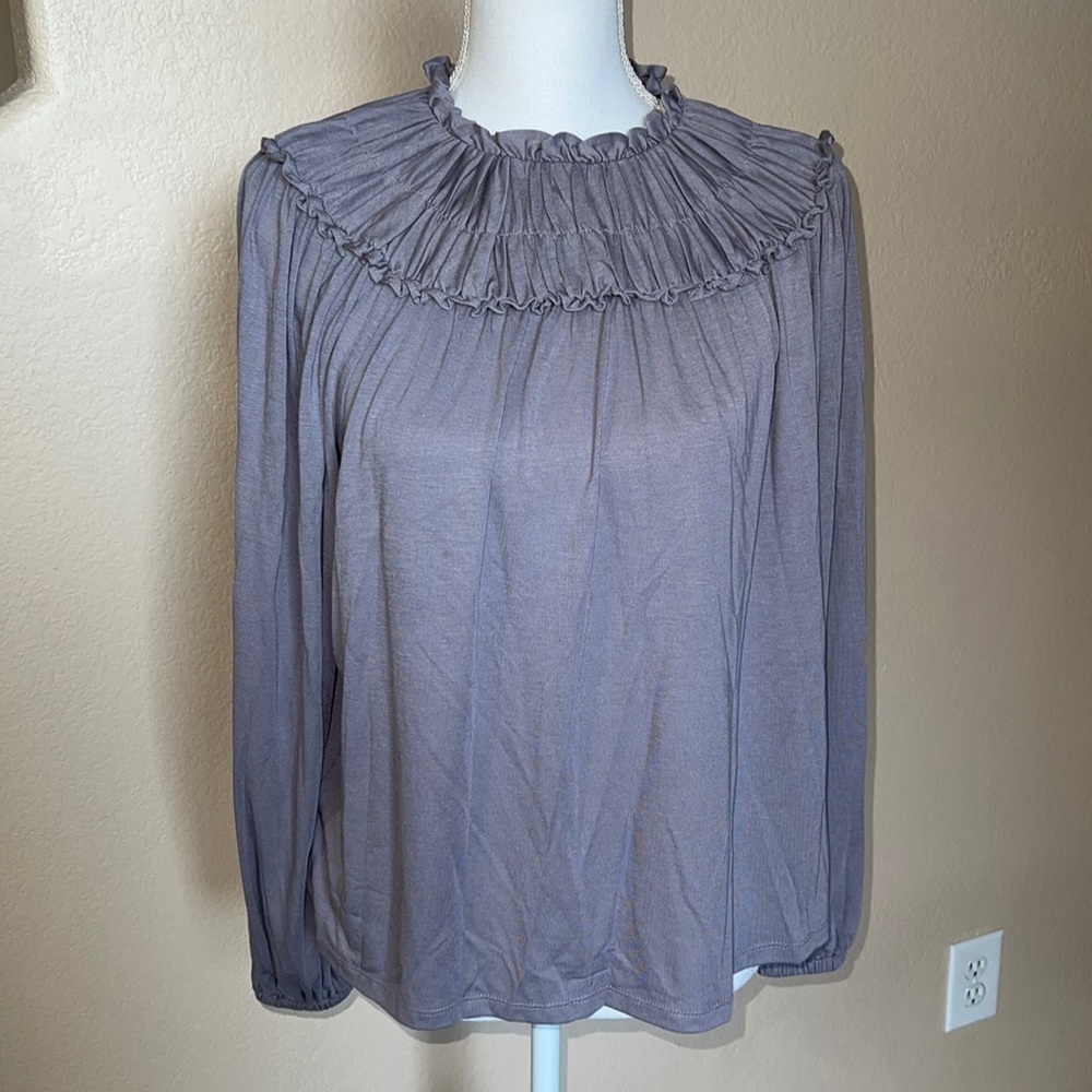 Ann Taylor ruched neck long sleeve top